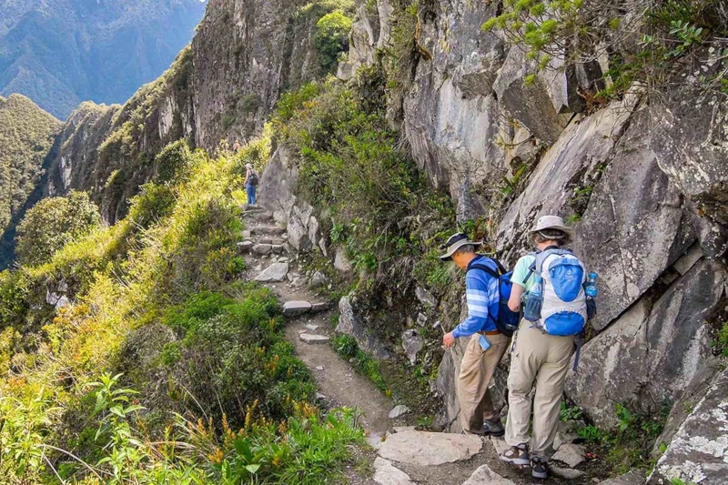 Inca Trail Hikers Rocky Cliff Path
