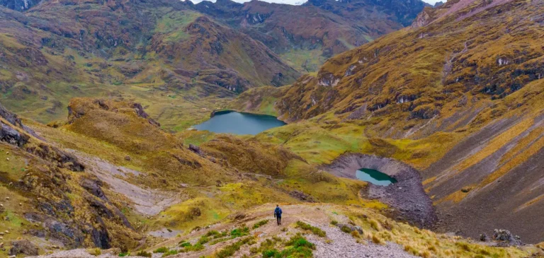 Lares Trek Hiker Mountain Lakes View
