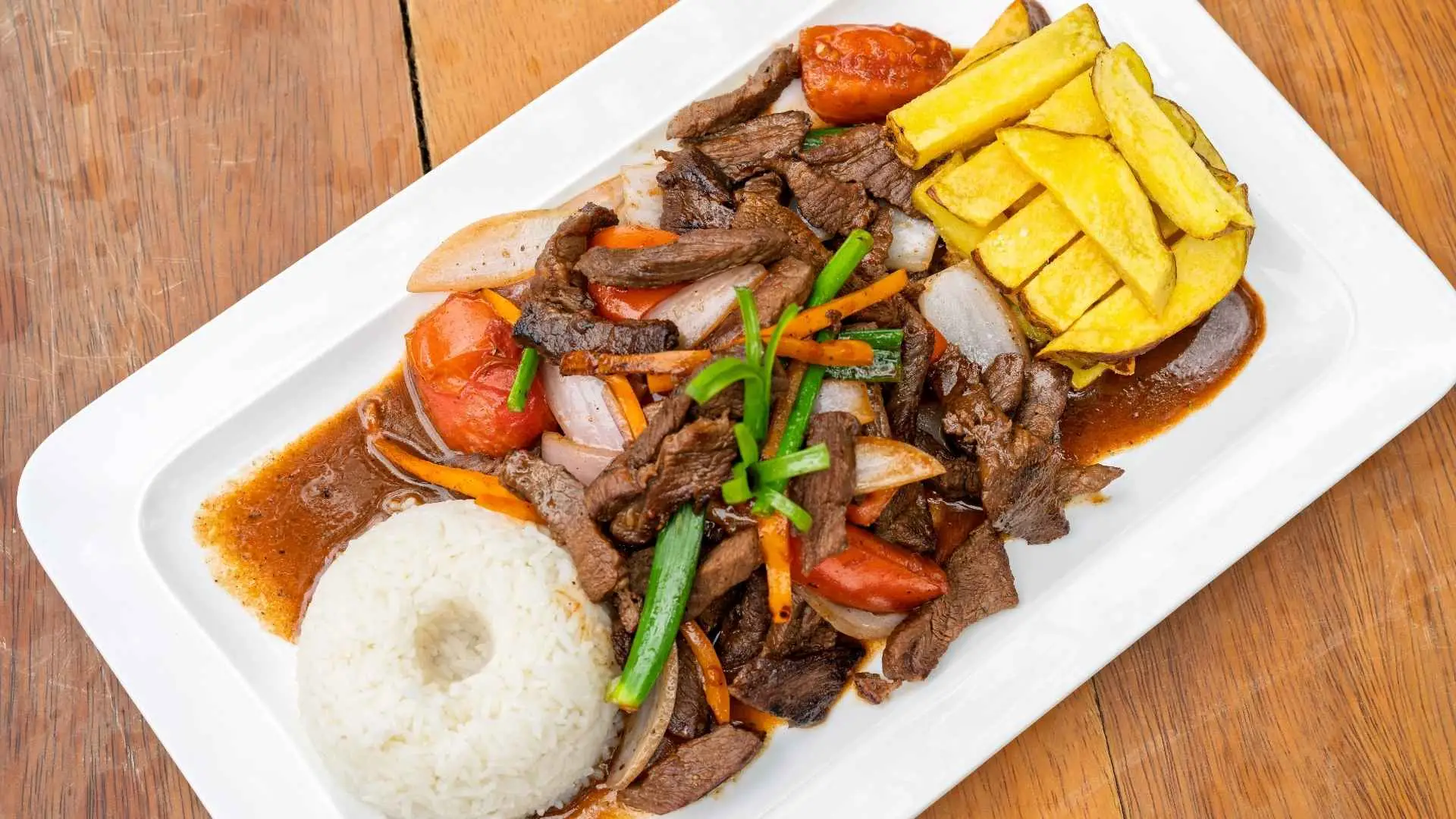 Lomo Saltado Beef Dish Top View