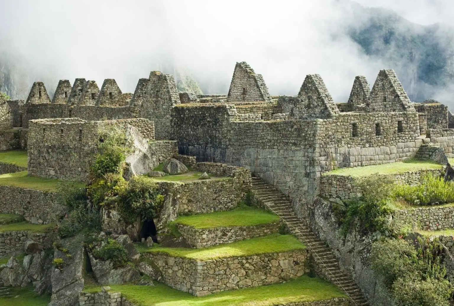 Machu Picchu Ruins Morning Fog