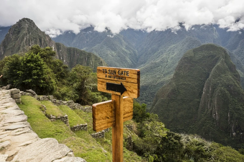 Machu Picchu Sun Gate Trail Signpost