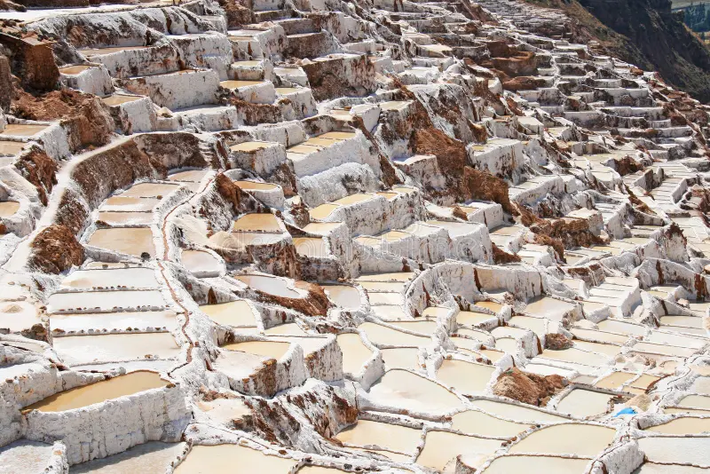 Maras Salt Mines Inca Terraces Closeup