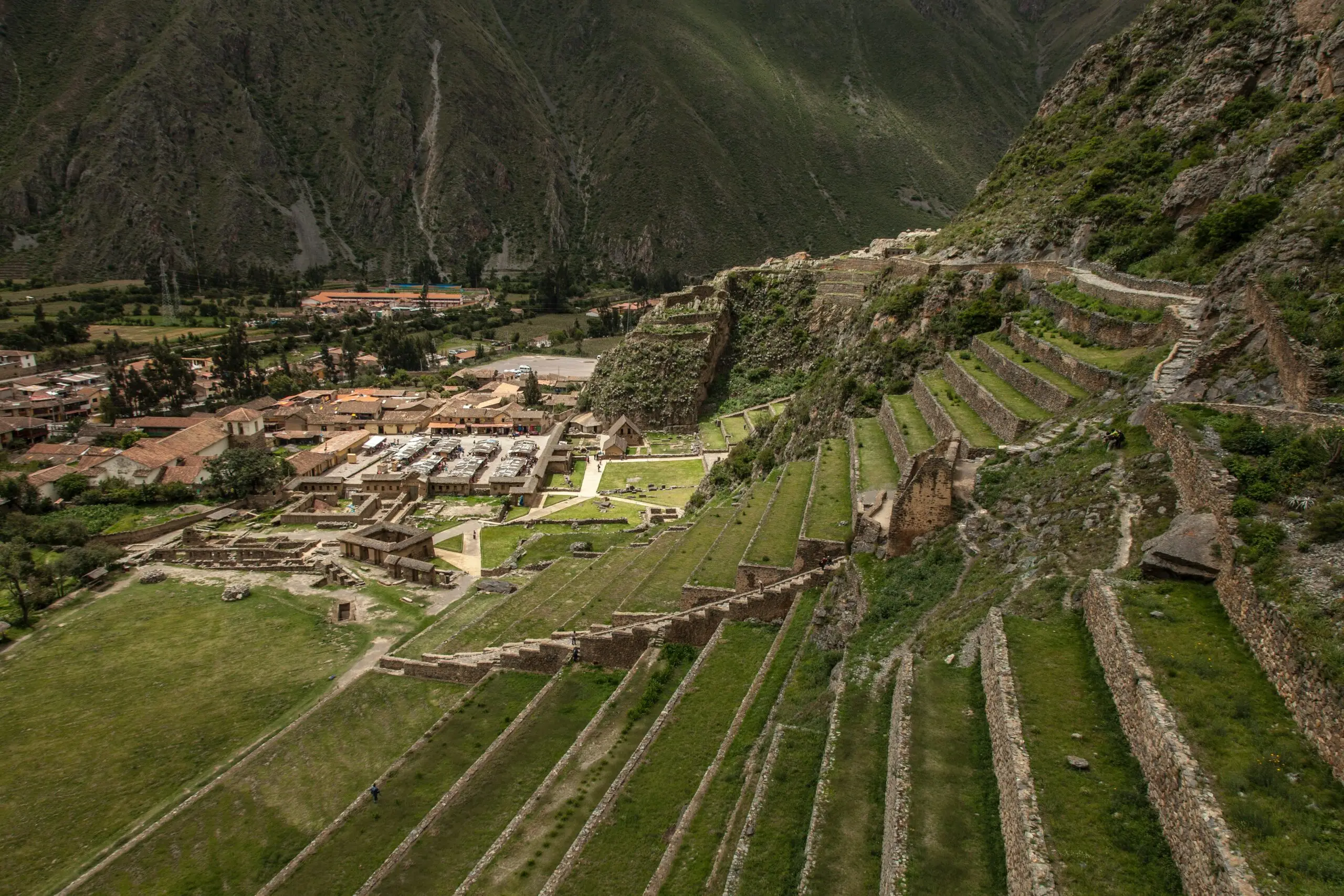 Ollantaytambo Terraces Town Aerial View