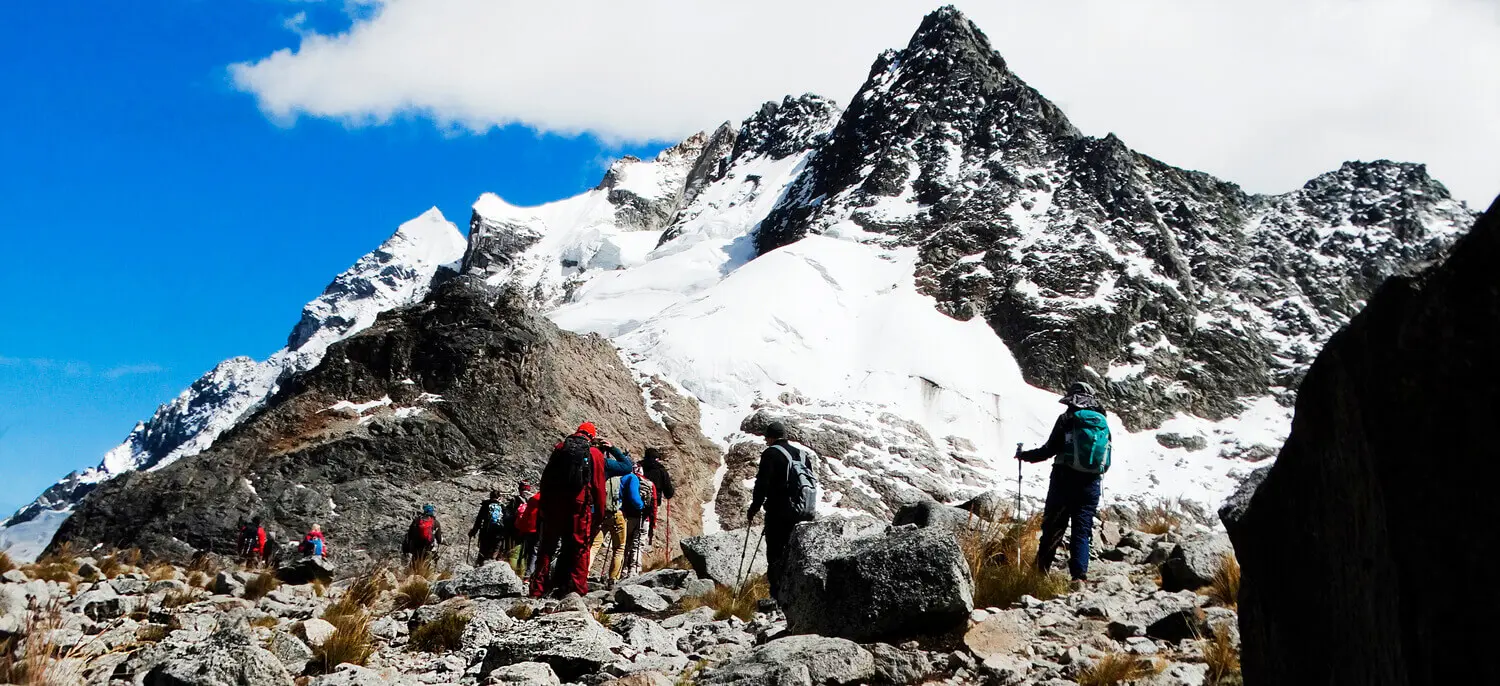 Salkantay Trek Hikers Snow Mountain