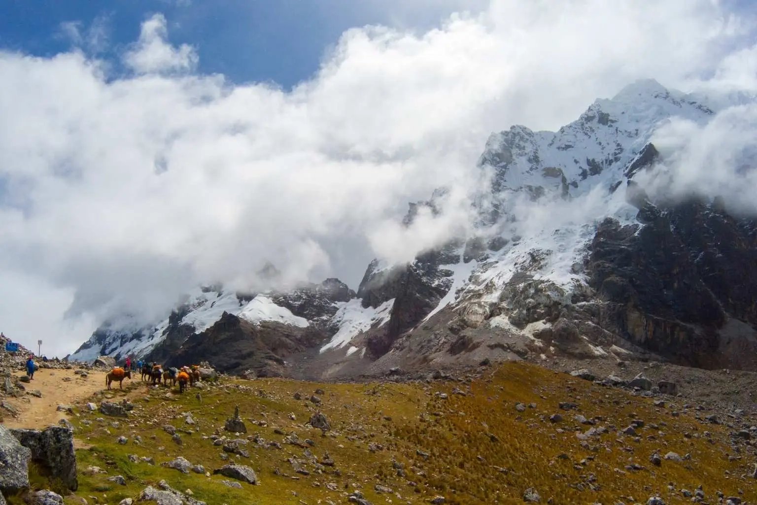 Salkantay Trek Mule Train Clouds