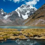 Turquoise Glacial Lake Snow Capped Andes